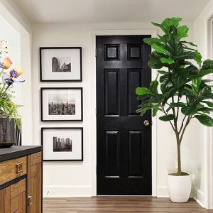 Faux Fiddle Leaf Fig Plant in Black Pot - Image 4