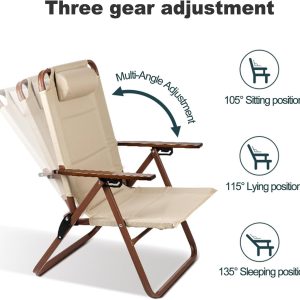 Camping folding chair with padded headrest - Image 4