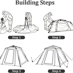 Instant Blackout Camping Tent, 4 Person & 6 Person Camp Tents, Pop Up Family Tent, Waterproof & Windproof Lightweight Backpacking Tents, Portable Cabin Tent - Image 3