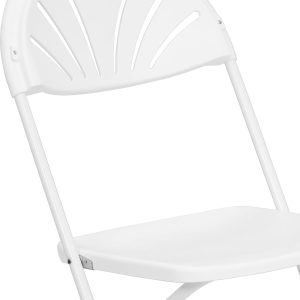 White Plastic Fan Back Folding Chair - Image 6