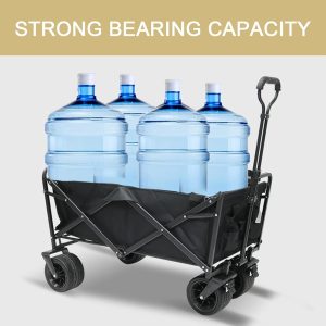 Collapsible Wagon Cart, Folding Wagon, Heavy Duty Utility Wagon, Portable Garden Beach Cart with Wheels, for Beach, Shopping, Groceries, etc,Black , large - Image 5