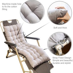 Sun Lounger Chair with Cushions - Patio Furniture -Outdoor Lounge Chair with Thicker Soft Comfortable Cotton  Cushion for Outside - Image 3