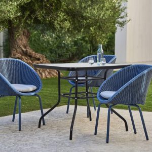 Four Seasons Courtyard Sunny Isles Tempered Glass Top Patio Dining Table, Black - Image 2