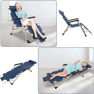 Lounge Chair, Heavy Duty Armchairs and Full Flat Crib,Folding Reclining Chairs for Outdoor Garden, Beach, Pool, Camping, Patio - Image 3