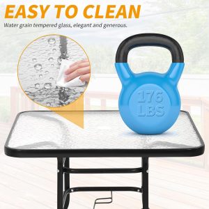 Four Seasons Courtyard Sunny Isles Tempered Glass Top Patio Dining Table, Black - Image 4