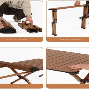 Foldable Folding Table for outdoor Medium - Brown - Image 5