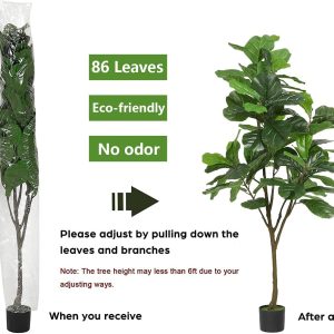 Faux Fiddle Leaf Fig Plant in Black Pot - Image 7