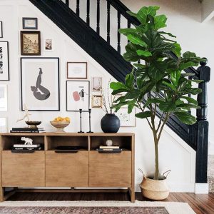 Faux Fiddle Leaf Fig Plant in Black Pot - Image 8