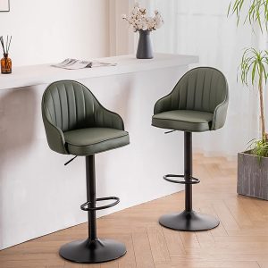 Adjustable barstool with foot rest - Green - Image 5