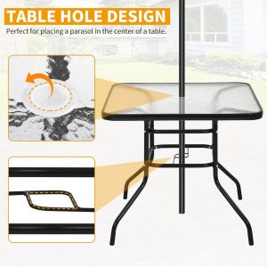 Four Seasons Courtyard Sunny Isles Tempered Glass Top Patio Dining Table, Black - Image 5