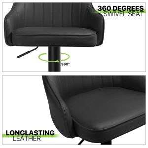 Adjustable barstool with foot rest - Black - Image 6