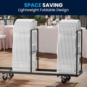 White Plastic Fan Back Folding Chair - Image 9