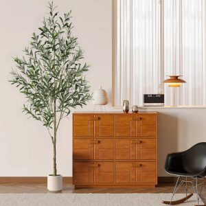 Artificial Olive Tree  7ft  Faux Olive Trees with White Planter, Fake Olive Plant with Realistic Branches and Fruits Tall Fake Plants for Indoor Modern Home Office Living Room Decor Housewarming - Image 6