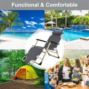 Lounge Chair, Heavy Duty Armchairs and Full Flat Crib,Folding Reclining Chairs for Outdoor Garden, Beach, Pool, Camping, Patio - Image 5
