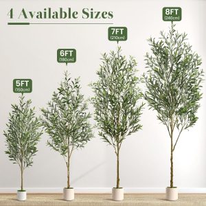 Artificial Olive Tree  5ft Faux Olive Trees with White Planter, Fake Olive Plant with Realistic Branches and Fruits Tall Fake Plants for Indoor Modern Home Office Living Room Decor Housewarming - Image 9