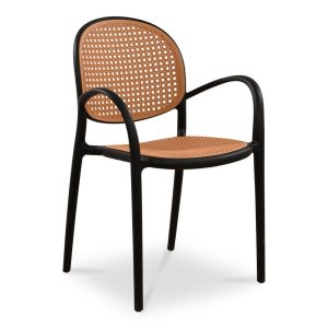 Rattan-style plastic Black Dining Chair - Image 2