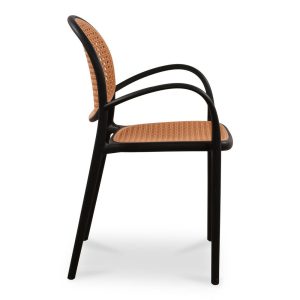 Rattan-style plastic Black Dining Chair - Image 3