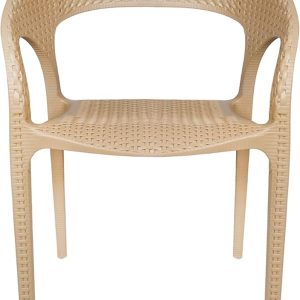 Contemporary Side Chair Black Plastic Patio Dining Chair for Outdoor- Beige - Image 1