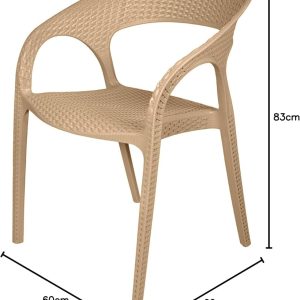 Contemporary Side Chair Black Plastic Patio Dining Chair for Outdoor- Beige - Image 2