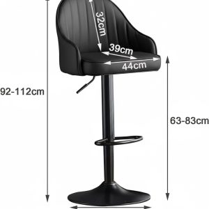 Adjustable barstool with foot rest - Black - Image 9