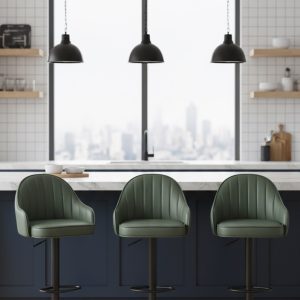 Adjustable barstool with foot rest - Green - Image 7