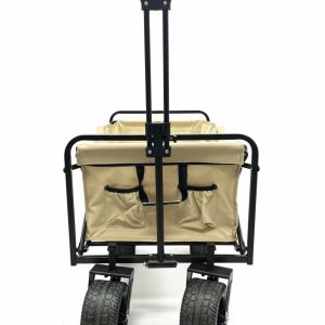 Collapsible Wagon Cart, Folding Wagon, Heavy Duty Utility Wagon, Portable Garden Beach Cart with Wheels, for Beach, Shopping, Groceries, etc, Beige - Image 4