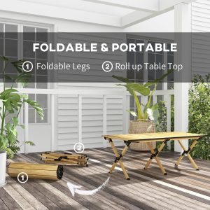 Foldable Folding Table for outdoor Large - Khaki - Image 4