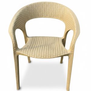 Contemporary Side Chair Black Plastic Patio Dining Chair for Outdoor- Beige - Image 4