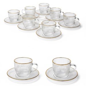 Glass Tea Cup set - High Tea gold line - Image 1