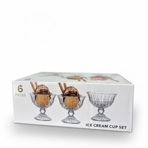 6 Glass Dessert Bowls, 5.6 oz Clear Glass Ice Cream Sundae Cups - Image 1