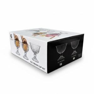 6 Glass Dessert Bowls, 5.6 oz Clear Glass Ice Cream Sundae Cups - Image 3