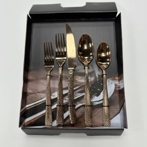 20-Piece Tupelo Forged Flatware Set - Rose Gold - Image 8