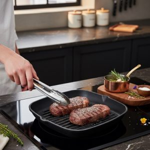 Cast Iron Steak Skillet Grill Pan Nonstick Steak Frying Pan Home Garden Wok Pan Induction Cooker for Gas Stoves and Vision - Image 4