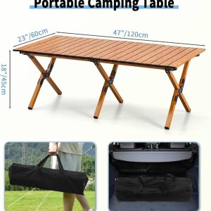 Foldable Folding Table for outdoor Large - Brown - Image 6