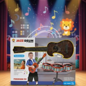 Solid drum kit and guitar red blue gold 3 color mixed window box - Image 1