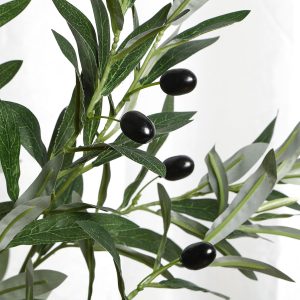 Artificial Olive Tree 8ft Faux Olive Trees with White Planter, Fake Olive Plant with Realistic Branches and Fruits Tall Fake Plants for Indoor Modern Home Office Living Room Decor Housewarming - Image 2