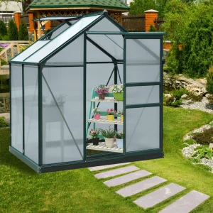 6.2' x 4.3' x 6.6' Clear Polycarbonate Greenhouse with Sliding Door - Image 1