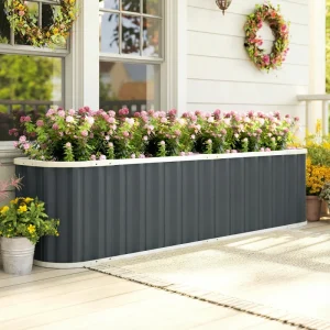 Galvanized Raised Garden Bed, Deep Rot Planter Box, Outdoor Garden Bed with Plant Labels, 7' x 2' x 2', Dark Grey - Image 1
