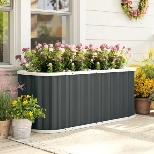 Galvanized Raised Garden Bed, Deep Rot Planter Box, Outdoor Garden Bed with Plant Labels, 5' x 2' x 2', Dark Grey - Image 1