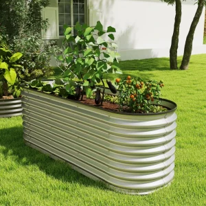 2Pc Galvanized Raised Garden Bed, 6 x 2 x 2 ft Modular Metal Garden Beds with Rubber Strip Edging, Silver - Image 9