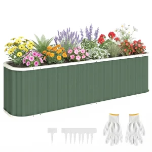 Galvanized Raised Garden Bed, Deep Rot Planter Box, Outdoor Garden Bed with Plant Labels, 7' x 2' x 2', Light Green - Image 10