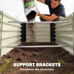 8 x 2.6 x 1.5ft Galvanized Raised Garden Bed, Reinforced Outdoor Planter Box with Open Bottom, Black - Image 10