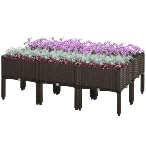 6-piece Raised Garden Bed PP Raised Flower Bed Plant Stand Stackable Vegetable Herb Grow Box - Image 10
