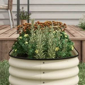 5 x 2 x 1.5 FT Galvanized Steel Raised Garden Bed, Metal Garden Bed Planter Box with Safety Edging, Cream White - Image 10