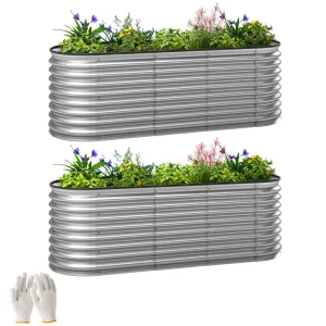 2Pc Galvanized Raised Garden Bed, 6 x 2 x 2 ft Modular Metal Garden Beds with Rubber Strip Edging, Silver - Image 10