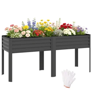 Galvanized Raised Garden Bed with Legs, 71" x 22" x 31.5" Raised Planter Box with Reinforced Bars and Non-Woven Fabric - Image 11