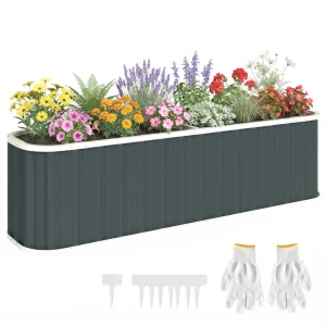 Galvanized Raised Garden Bed, Deep Rot Planter Box, Outdoor Garden Bed with Plant Labels, 7' x 2' x 2', Dark Grey - Image 11