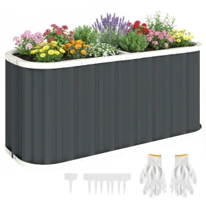 Galvanized Raised Garden Bed, Deep Rot Planter Box, Outdoor Garden Bed with Plant Labels, 5' x 2' x 2', Dark Grey - Image 10
