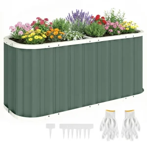 Galvanized Raised Garden Bed, Deep Rot Planter Box, Outdoor Garden Bed with Plant Labels, 5' x 2' x 2', Light Green - Image 11