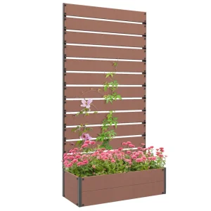 Trellis Planter for Climbing Plants, Raised Garden Bed with Trellis, Planter Box for Outdoor Garden, Light Brown - Image 11
